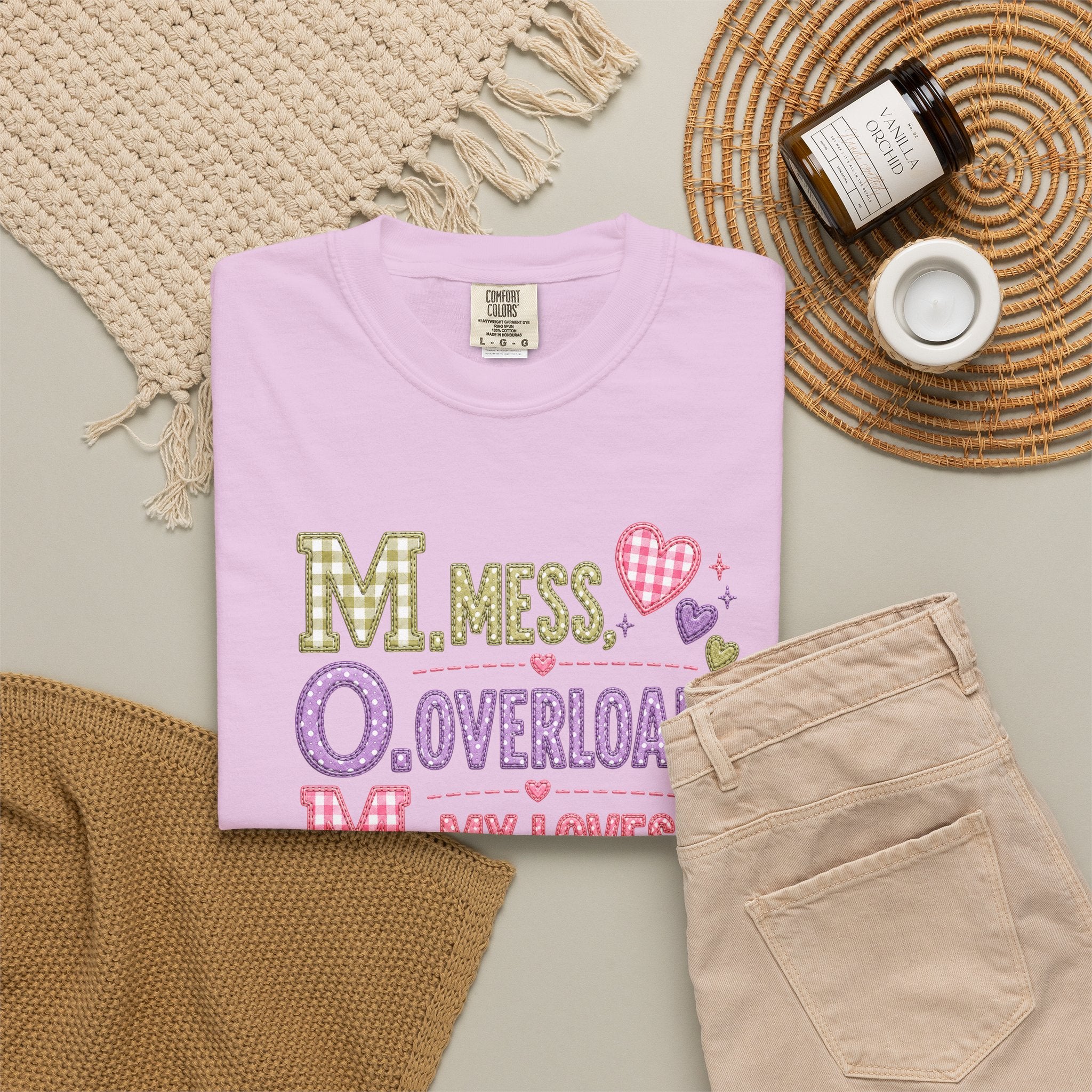 T-Shirt — "M.O.M. Mess, Overload, My Loves" Cute Mom Acronym Graphic Tee