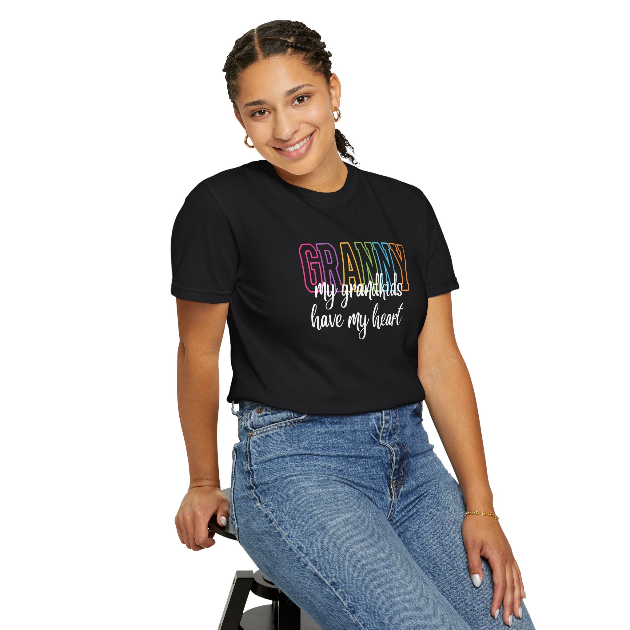 Grandma T-Shirt - "Grandma my grandkids have my heart" Soft Pastel Gift for Mothers & Grandparents