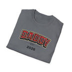 Daddy Est. 2026 T-Shirt — Plaid Dad Announcement Tee