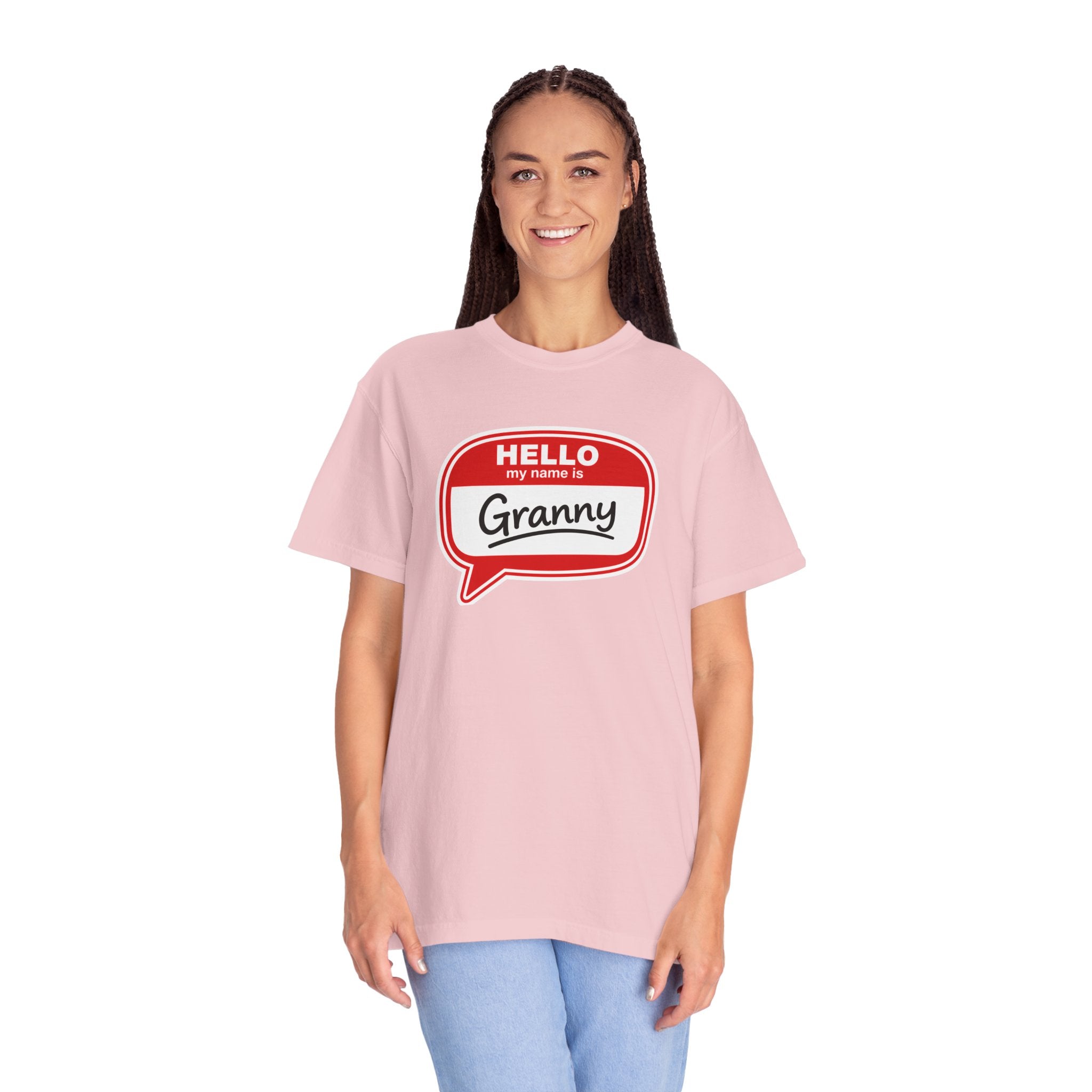 Hello My Name Is Granny T-Shirt - Funny Grandma Gift, Retro Name Badge Tee