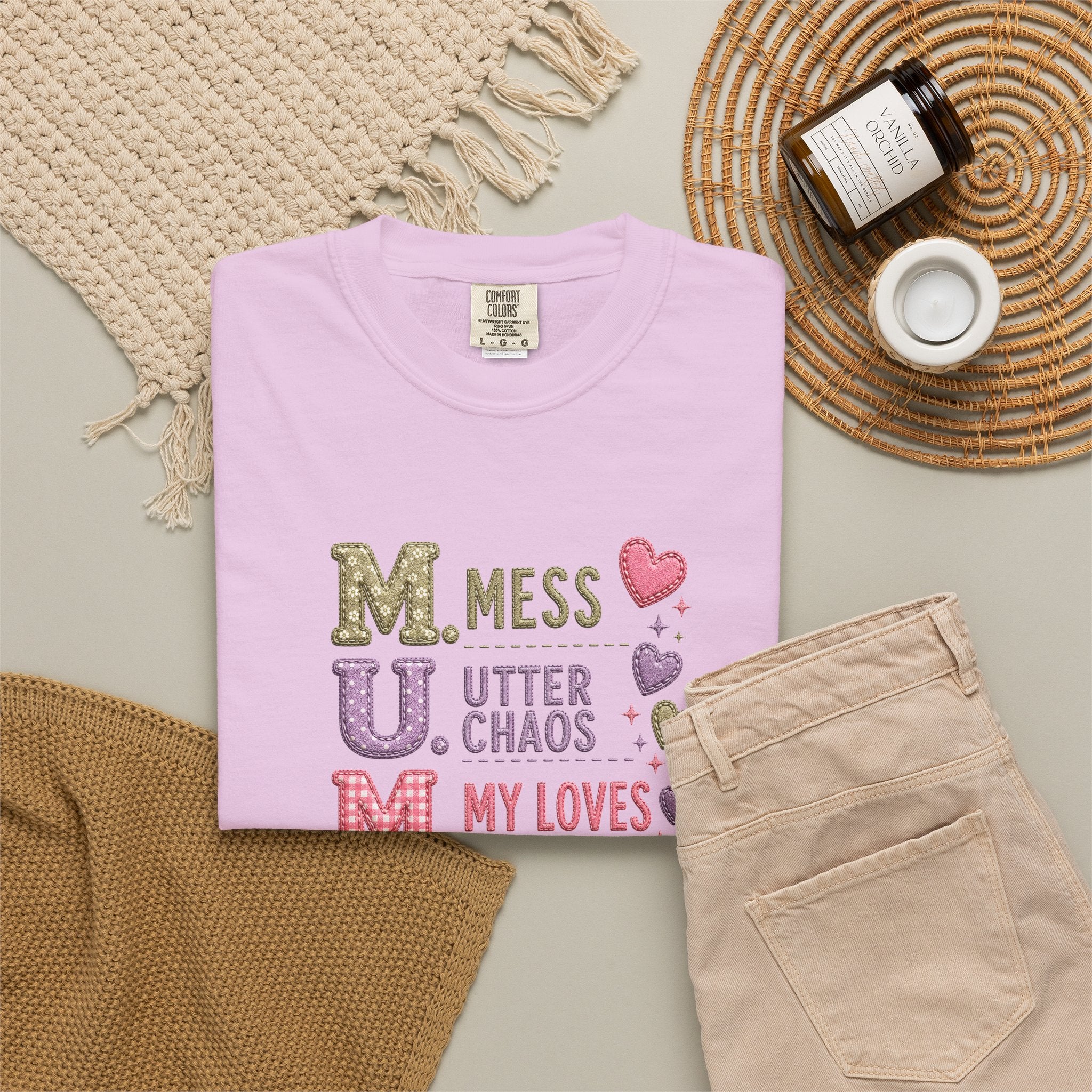 MUM Acronym Heart Graphic T-Shirt — "Mess Utter Chaos My Loves" Mother's Day Tee