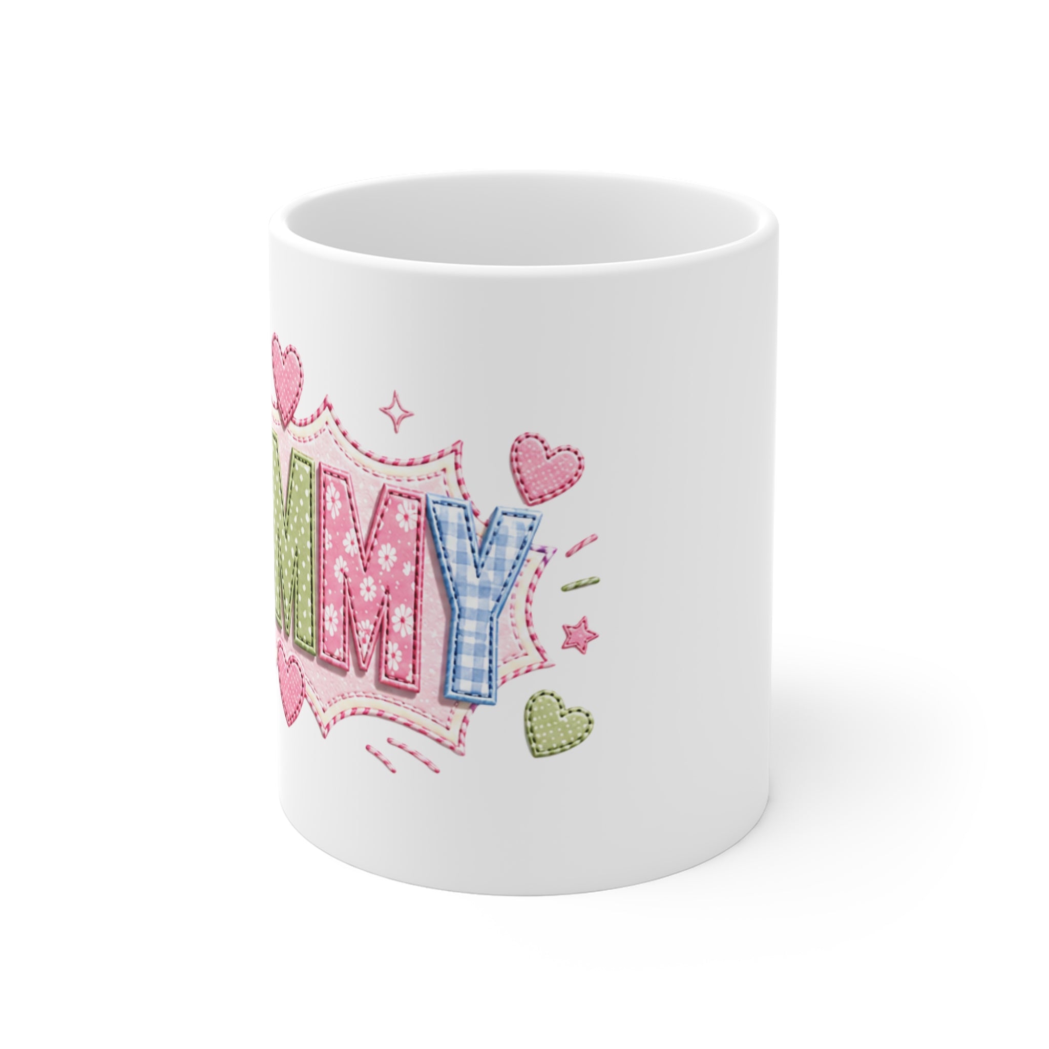 Mum Mug — Colorful Patchwork 'MUM' Ceramic Coffee Cup, Mother's Day Gift