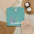 Nana Pastel Rainbow Tee — 'NANA' Floral Outline Grandma T-Shirt