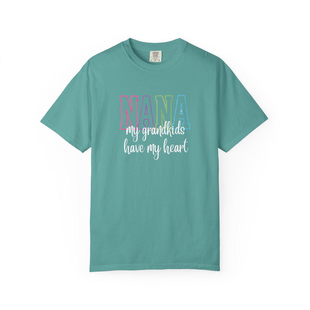 Nana Pastel Rainbow Tee — 'NANA' Floral Outline Grandma T-Shirt