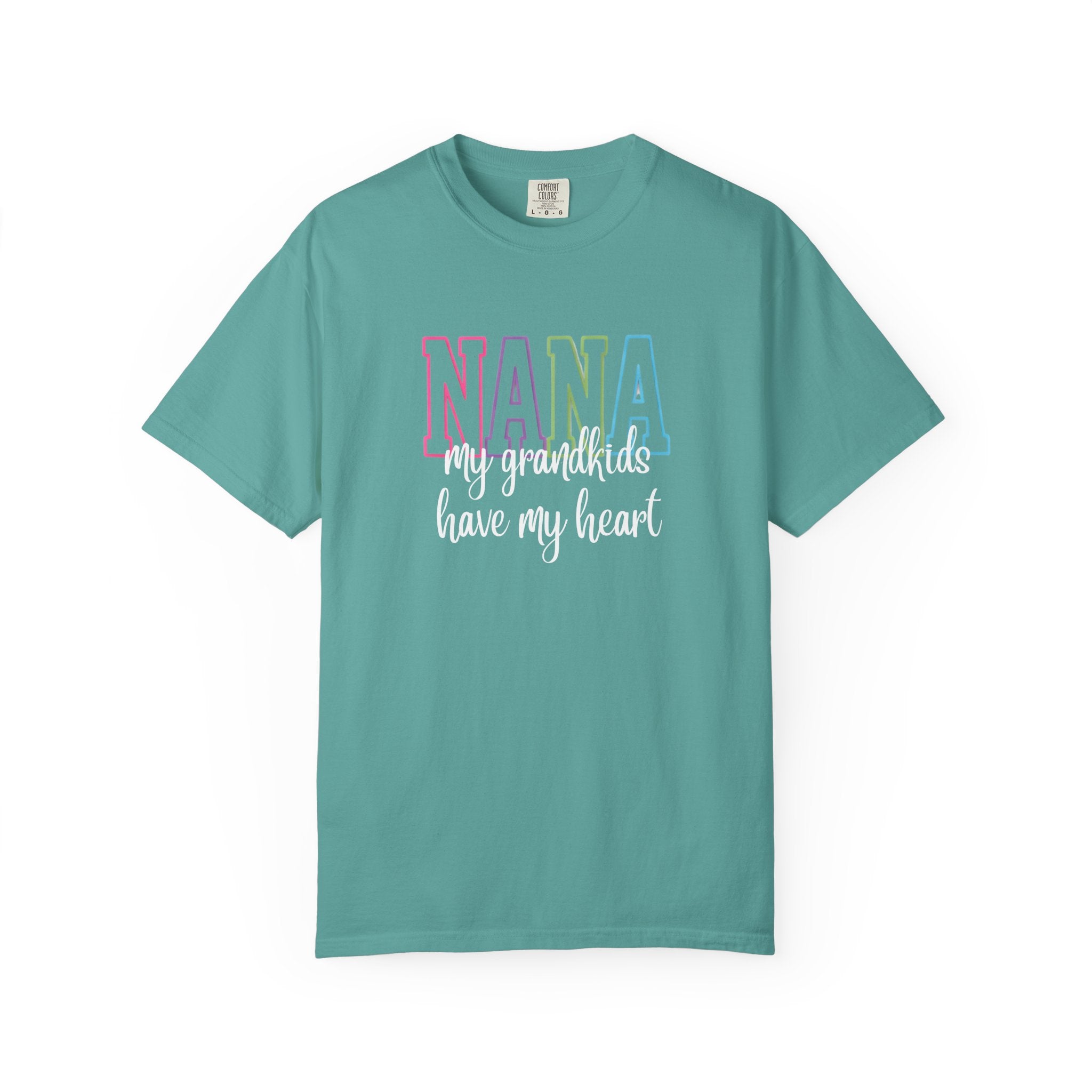 Nana Pastel Rainbow Tee — 'NANA' Floral Outline Grandma T-Shirt