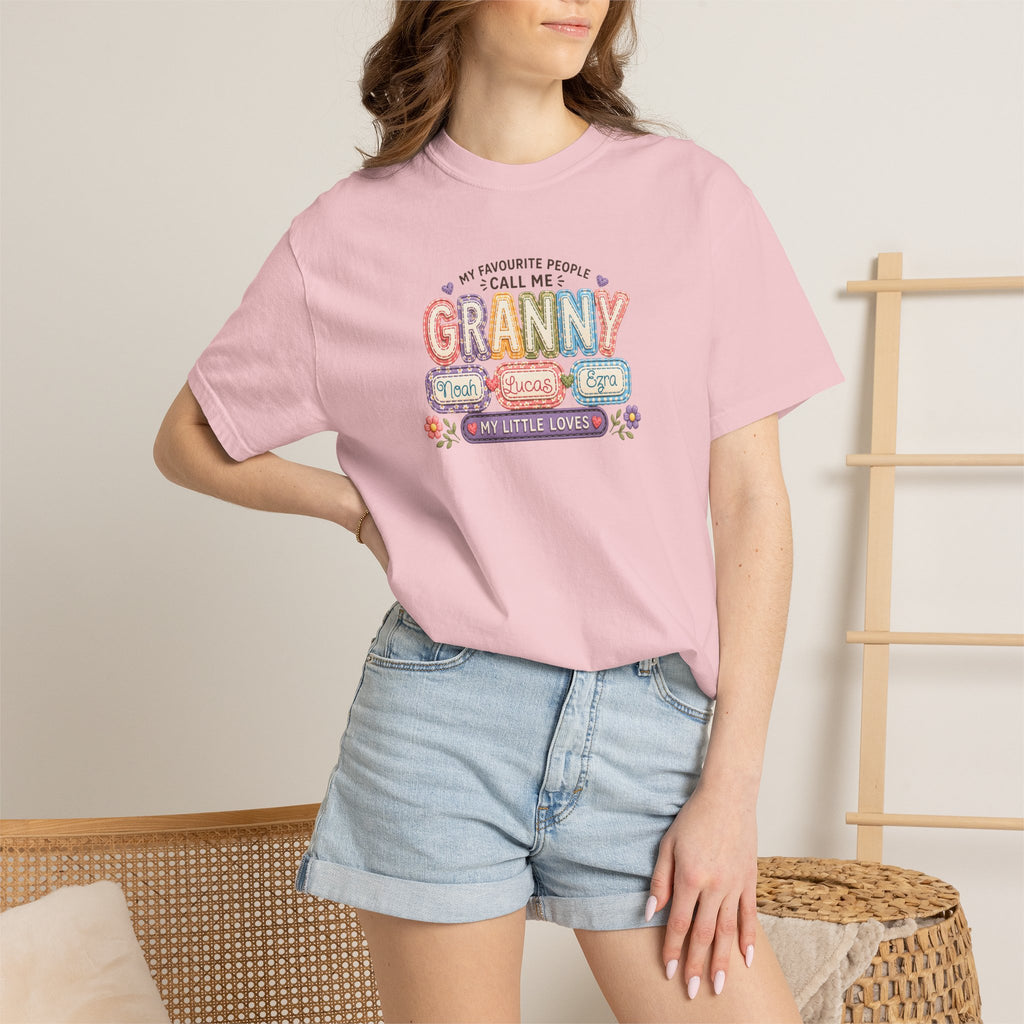 Granny Floral Retro Tee — "My Favourite People Call Me Granny"