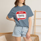 Hello My Name Is Nanny T-Shirt – Funny Name Tag Graphic Tee for Grandparents
