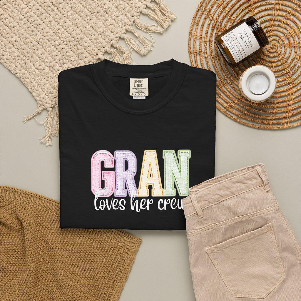 Gran Loves Her Crew T-Shirt — Pastel Grandma Shirt for Mother's Day & Family Gifts