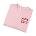 T-Shirt — "Hello Mummy" Retro Name-Tag Graphic
