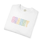Granny Pastel Patchwork T-Shirt — Retro Rainbow 'GRANNY' Graphic Tee