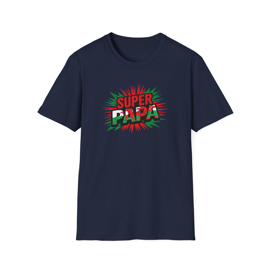Super Papa Welsh Flag/ Wales themed Graphic T-Shirt — Father’s Day Comic-Style Dad Shirt