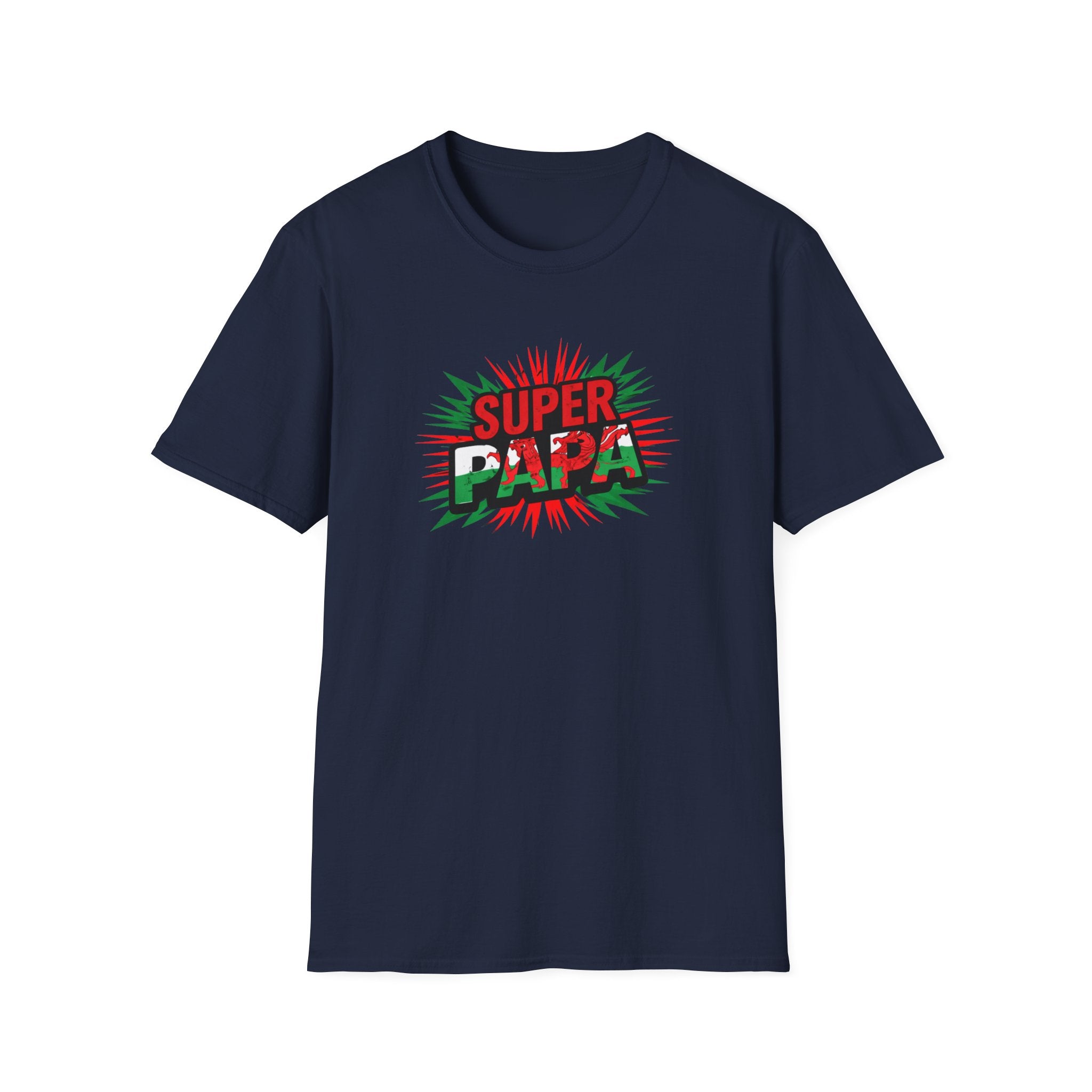 Super Papa Welsh Flag/ Wales themed Graphic T-Shirt — Father’s Day Comic-Style Dad Shirt