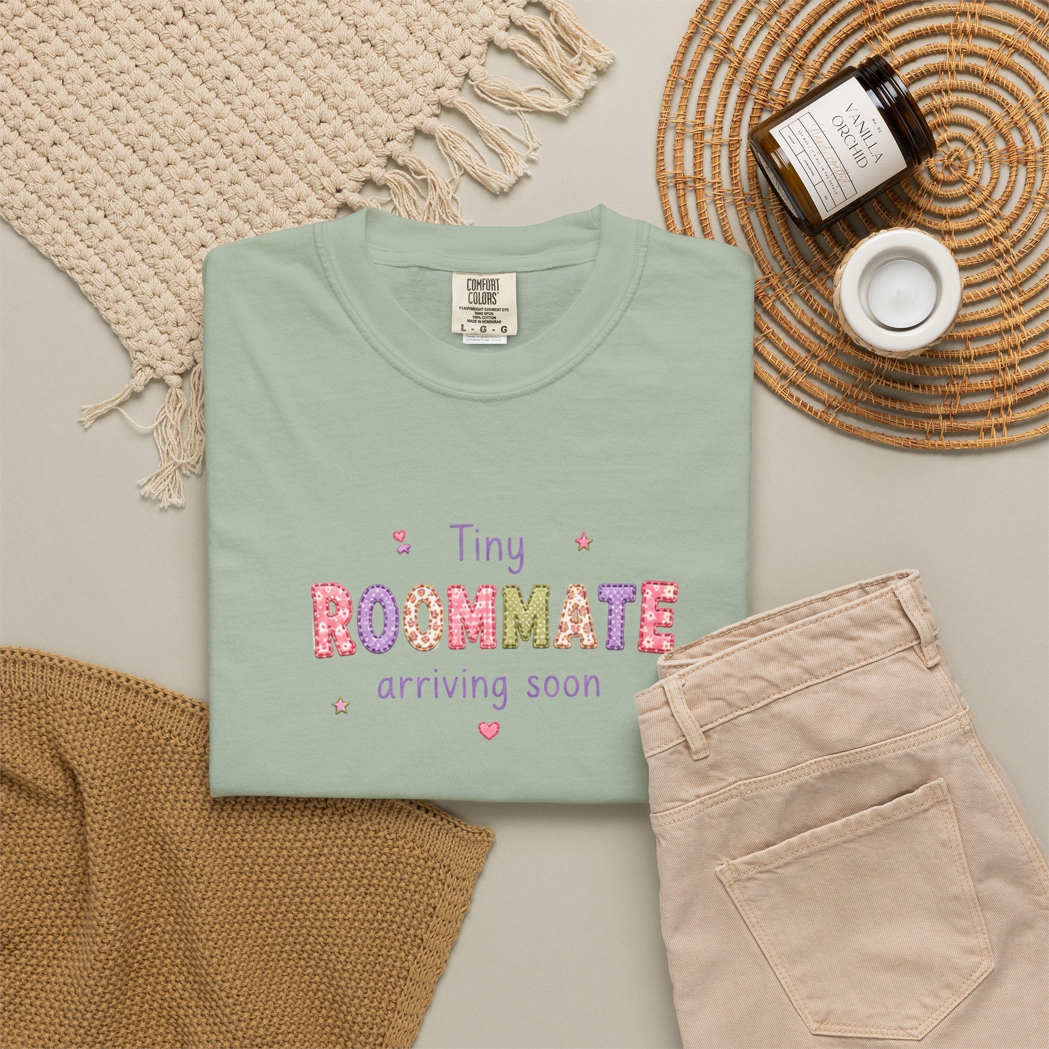 Tiny Roommate Pregnancy Announcement T-Shirt
