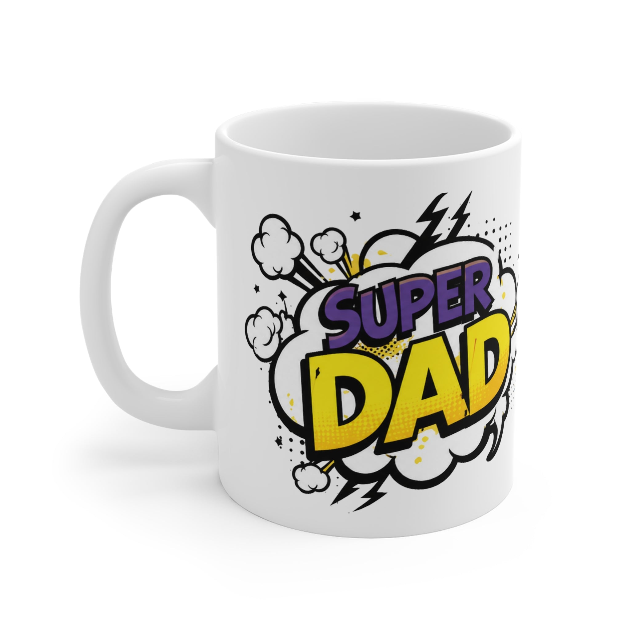 Super Dad Comic Style 11oz White Mug – Father's Day Gift