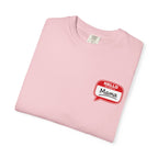 Hello Mama Pocket T‑Shirt — Cute 'Hello Mama' Name Tag Graphic Tee for New and Expecting Moms