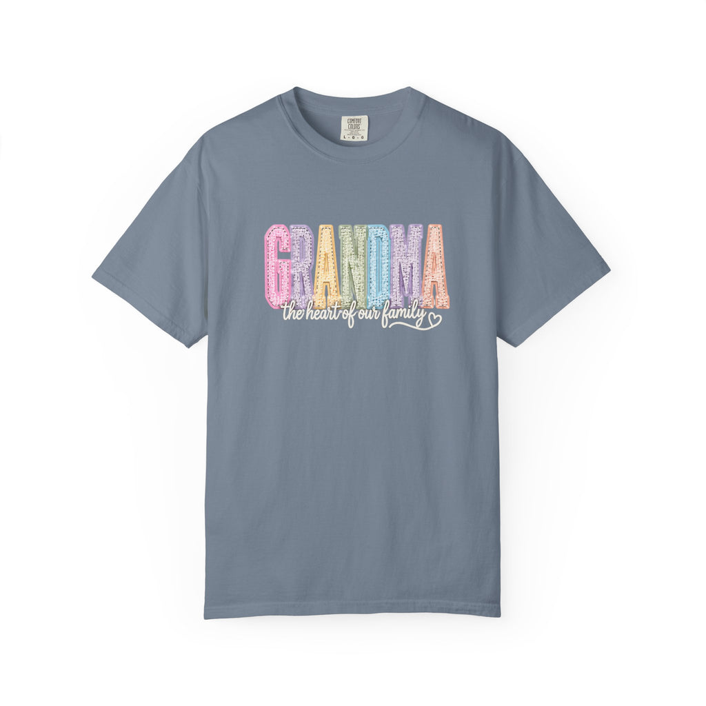 Grandma Floral Graphic T-Shirt — "Grandma, the heart of our family" Gift Tee