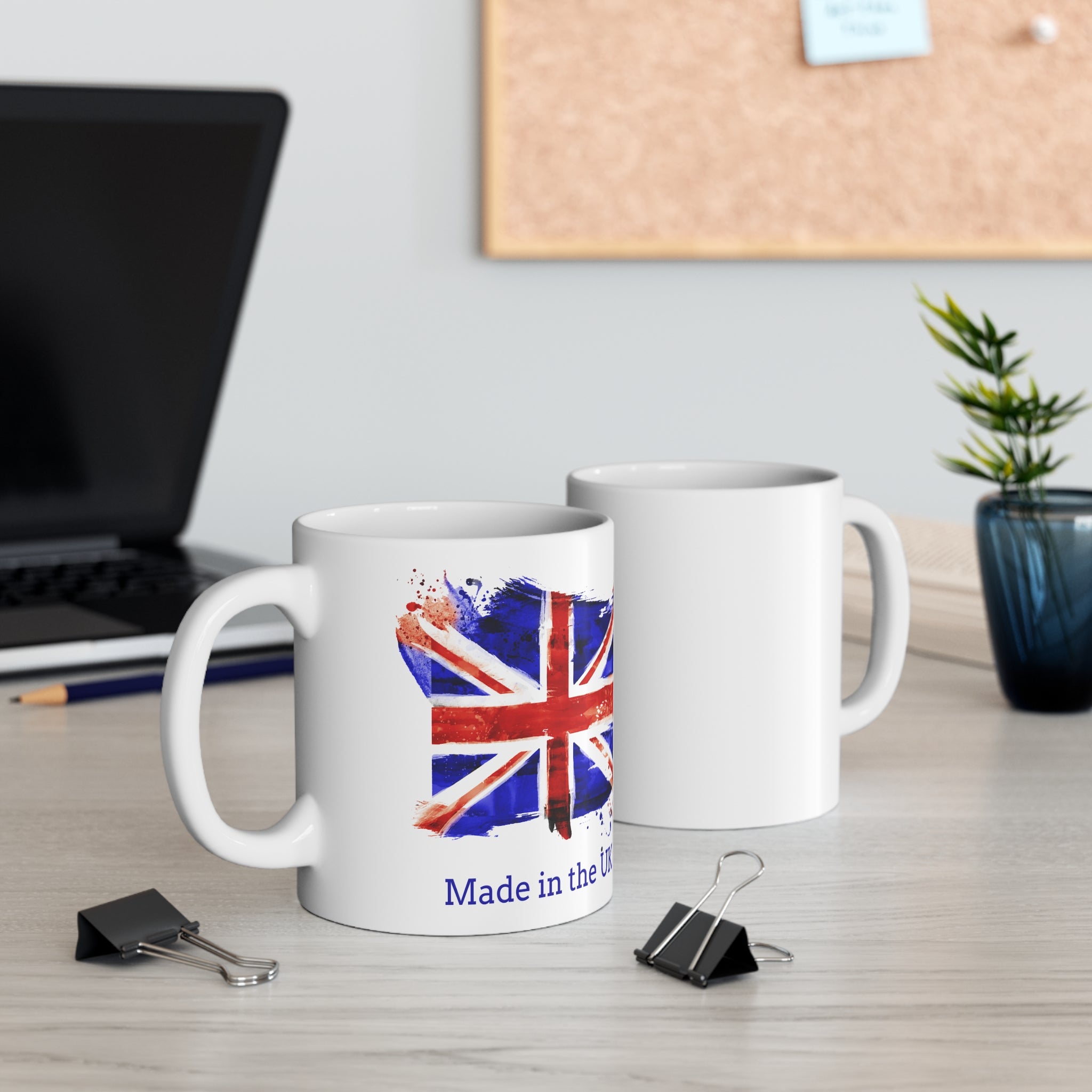 Made in the UK Mug — British Flag Watercolor Coffee Cup