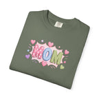 Mom Hearts T‑Shirt — Cute Pastel "MOM" Graphic Tee for Mother's Day & Everyday