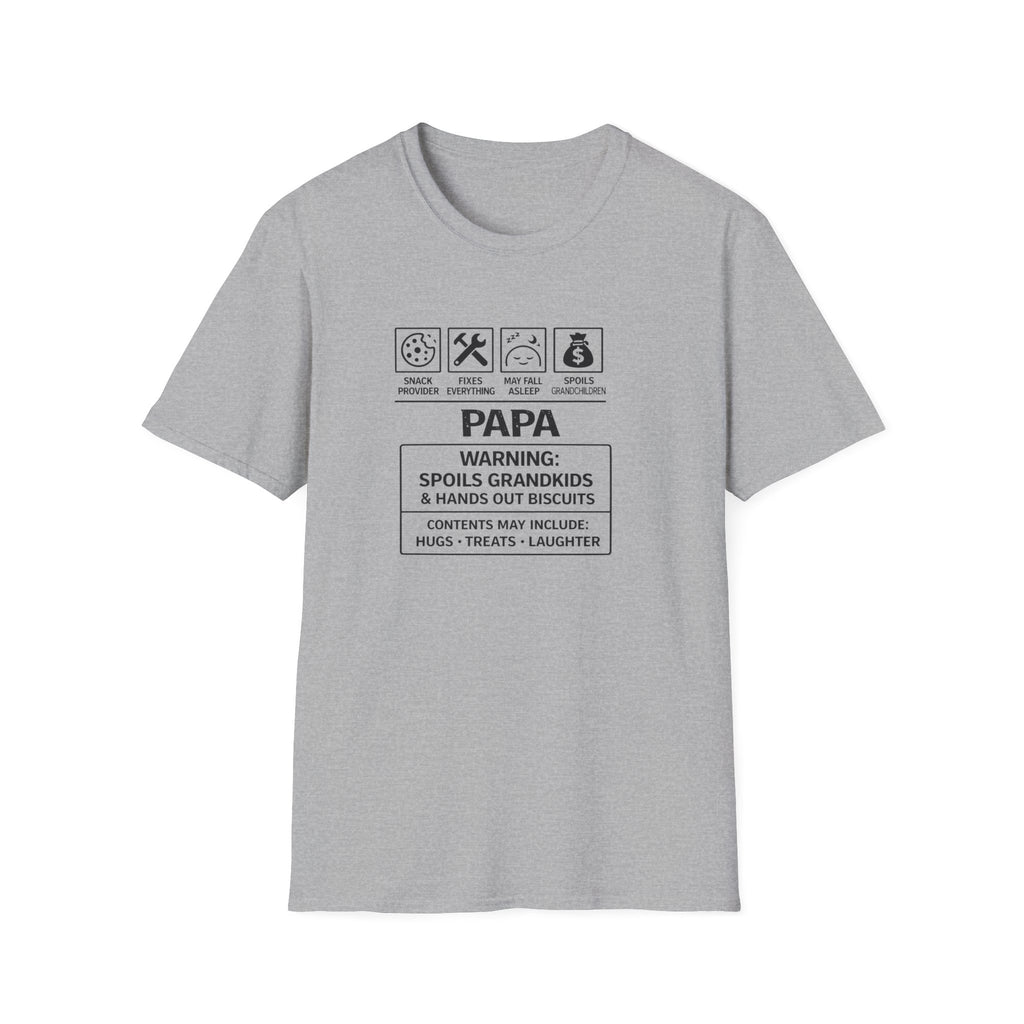 Papa Warning T-Shirt – ‘Spoils Grandkids’ Funny Grandpa Gift Tee