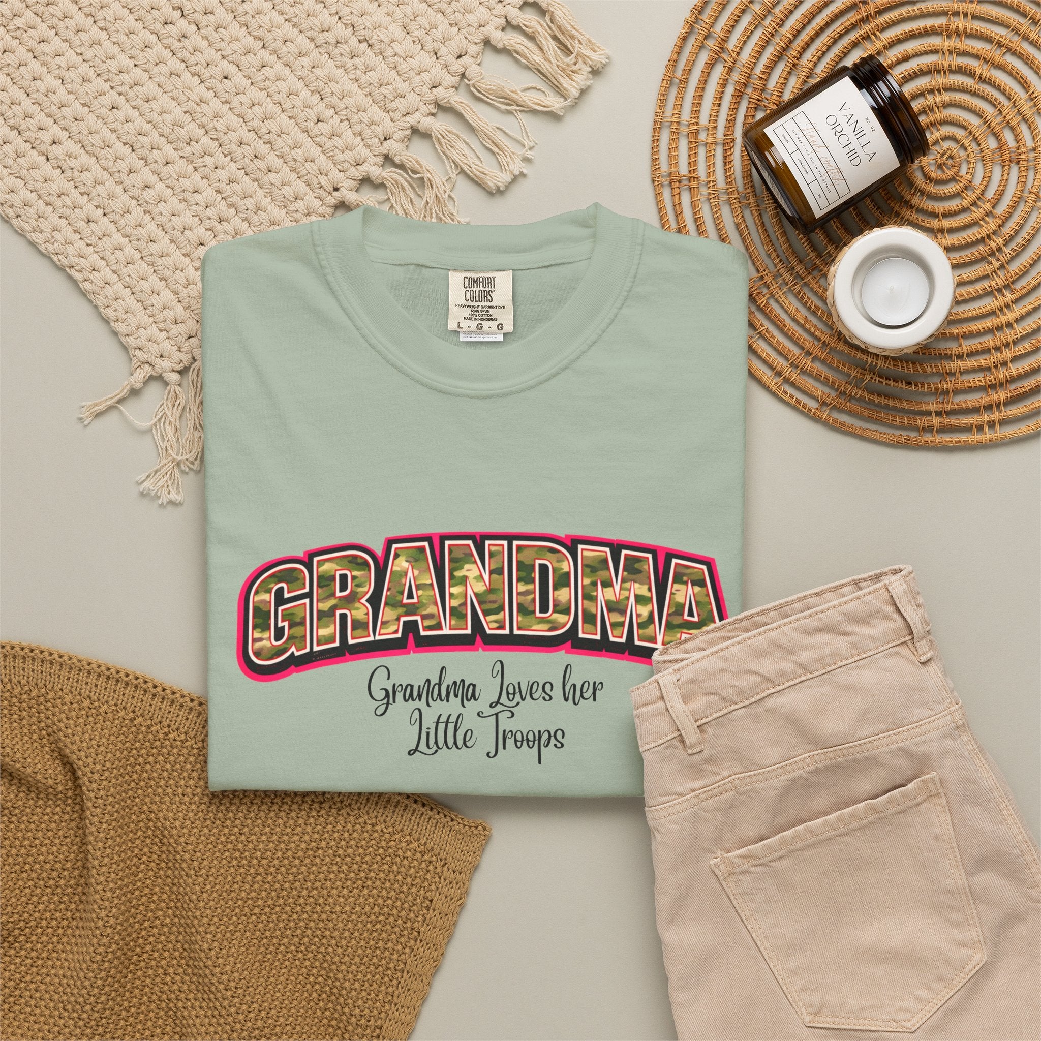 Grandma Floral Retro Tee — "Grandma: Grandkids Love Her a Little Teacup"