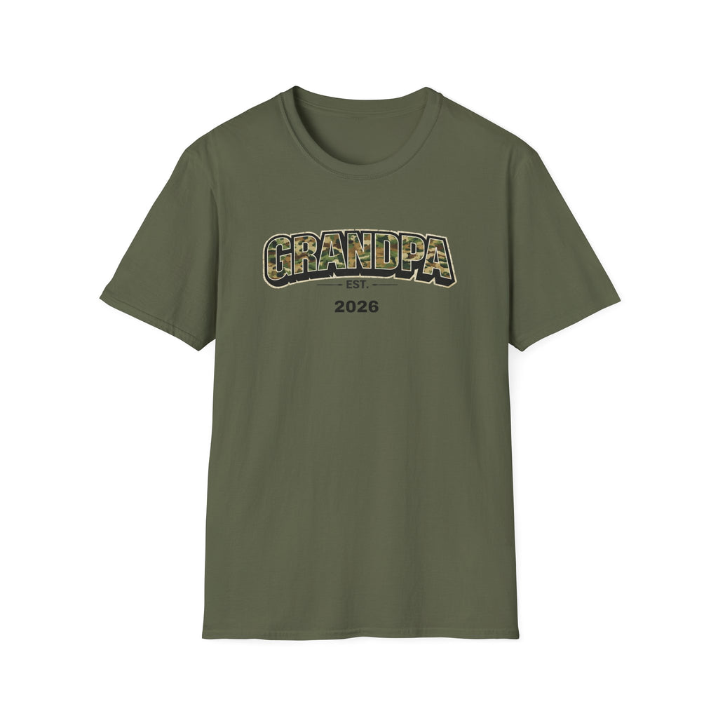 Grandpa T-Shirt – Camo 'Grandpa' Design with EST. 2026 – New Grandpa Gift
