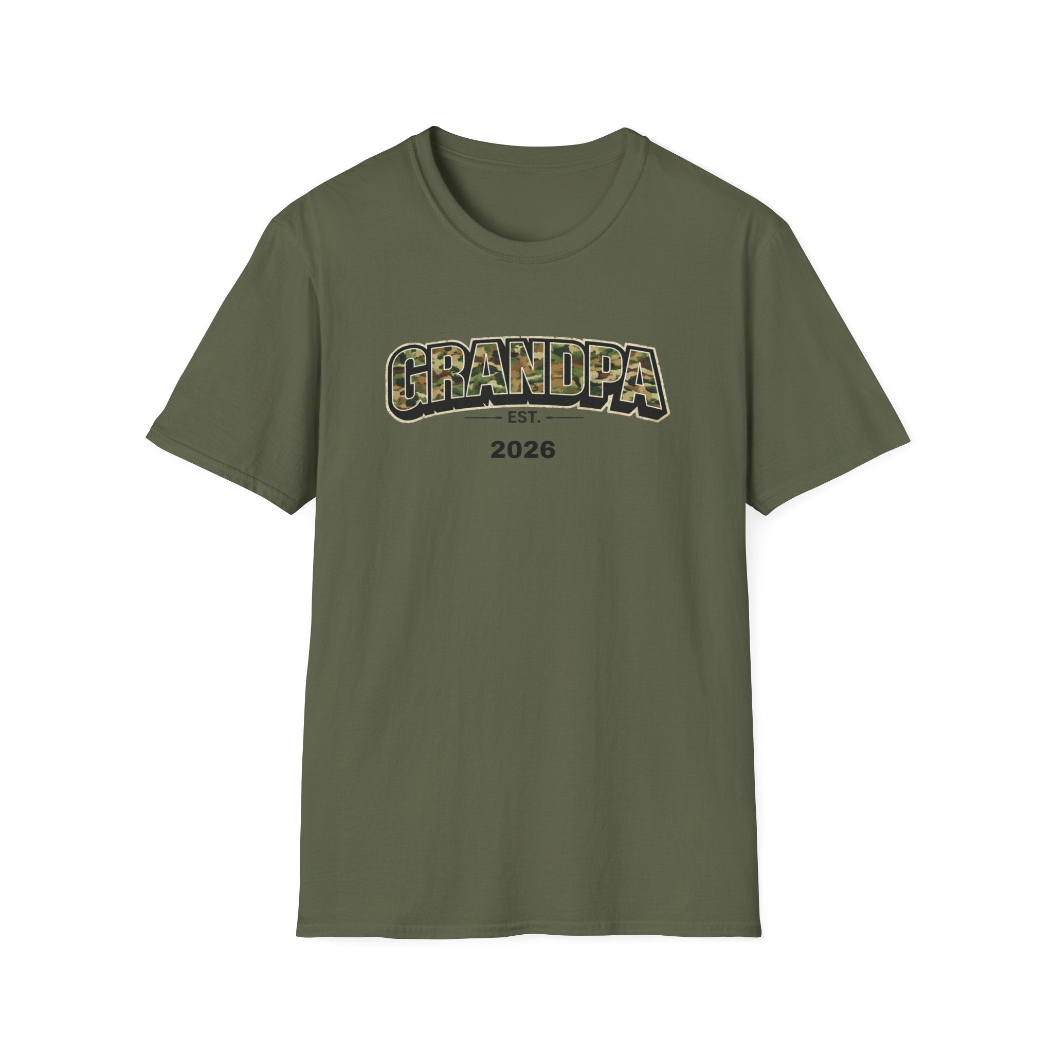 Grandpa T-Shirt – Camo 'Grandpa' Design with EST. 2026 – New Grandpa Gift