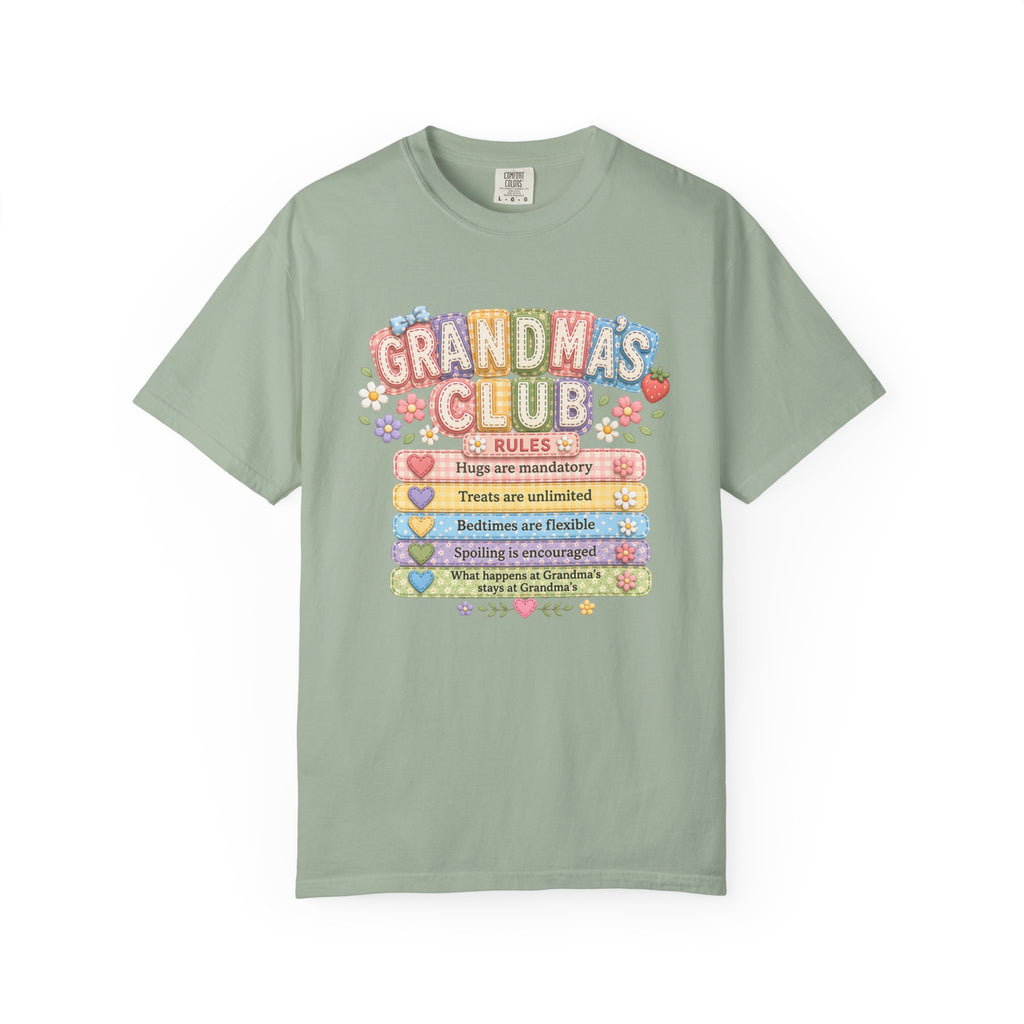 Grandma's Club T-Shirt — Cute Floral 'Grandma's Club' Rules Tee