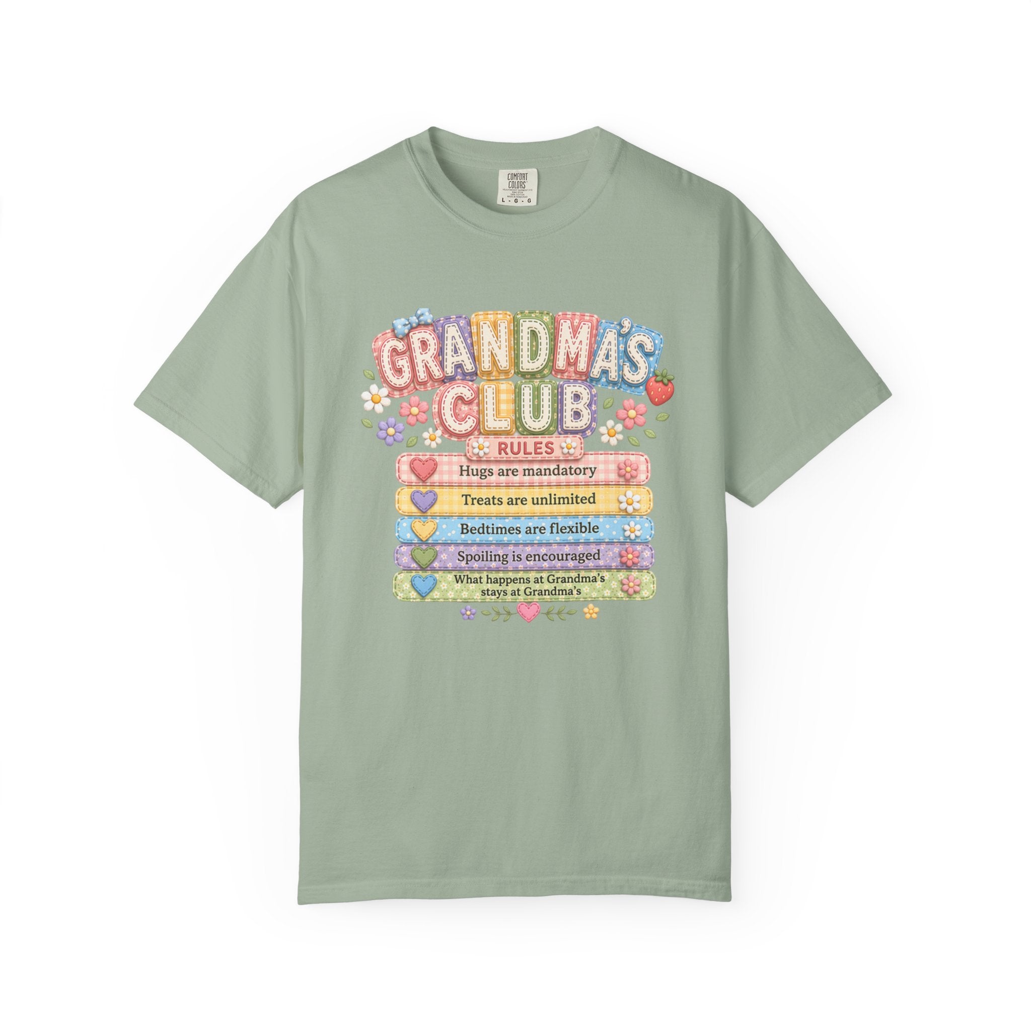 Grandma's Club T-Shirt — Cute Floral 'Grandma's Club' Rules Tee