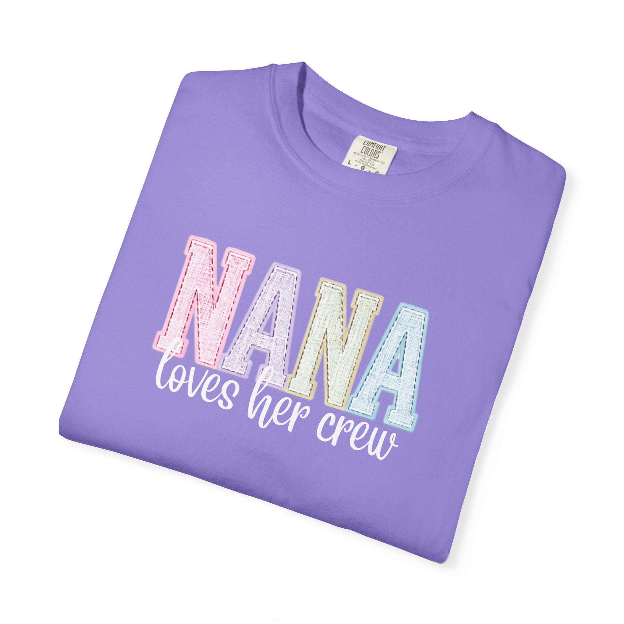 Nana Pastel Varsity T-Shirt — Soft Vintage Lettering Gift for Grandma (Mother's Day/Birthday)
