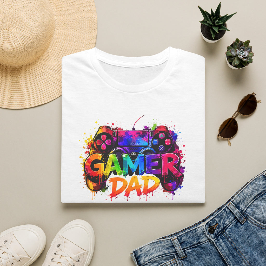 Gamer Dad Colourful Controller Design T-Shirt
