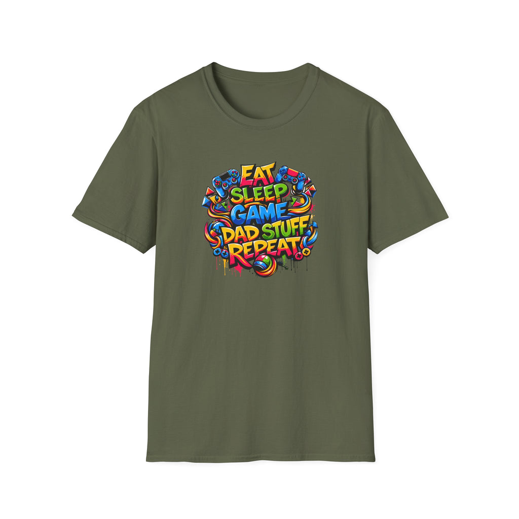 “Eat Sleep Game Dad Stuff Repeat” T-Shirt