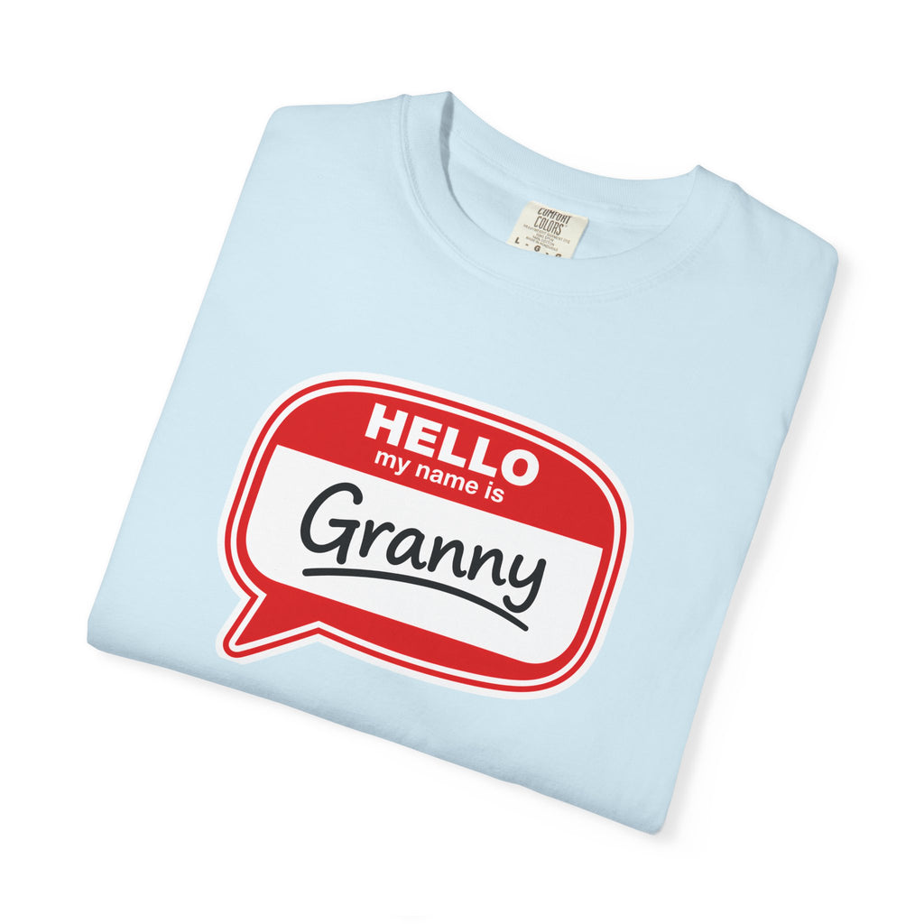 Hello My Name Is Granny T-Shirt - Funny Grandma Gift, Retro Name Badge Tee