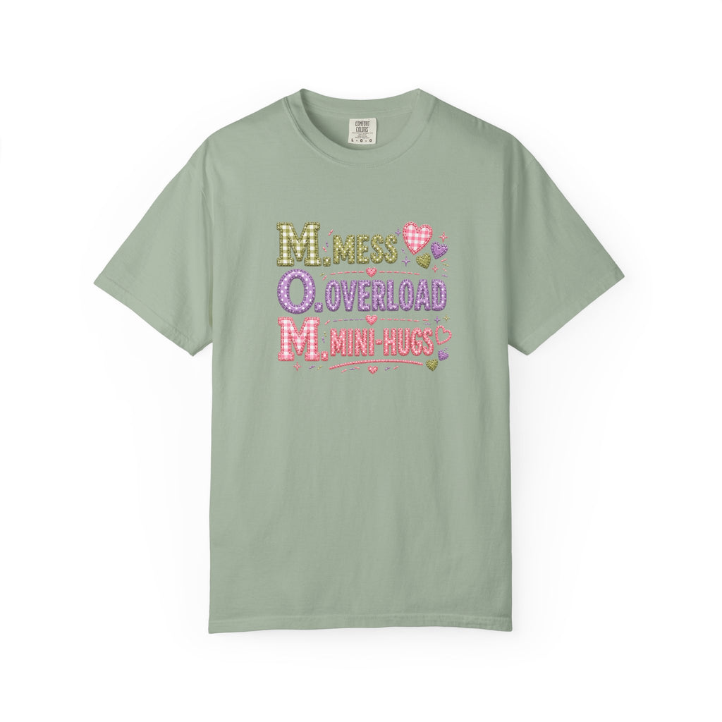 Mom Acronym Graphic T-Shirt — “M.O.M. Mess Overload Mini-Hugs” Cute Pastel Mothers Day Tee