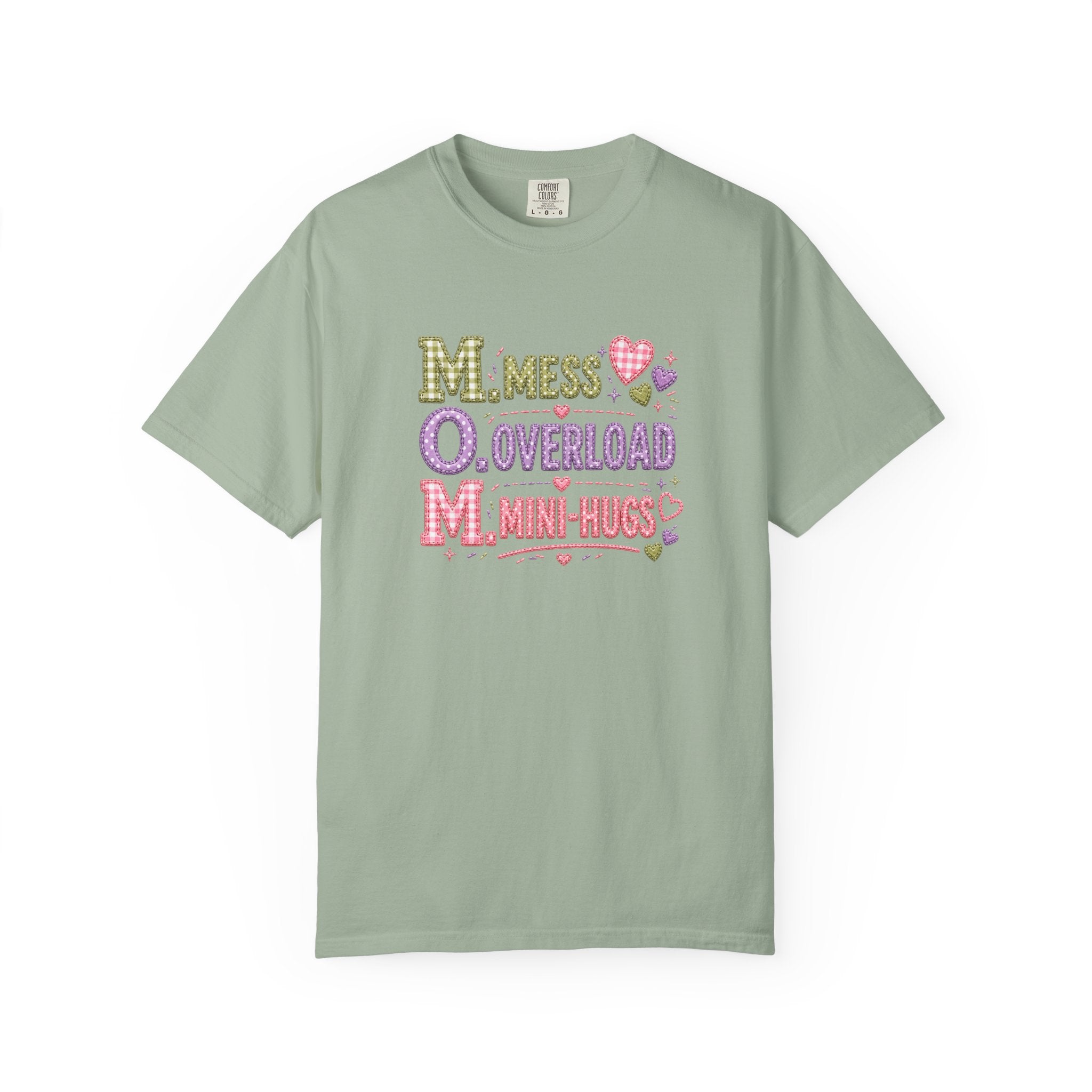 Mom Acronym Graphic T-Shirt — “M.O.M. Mess Overload Mini-Hugs” Cute Pastel Mothers Day Tee