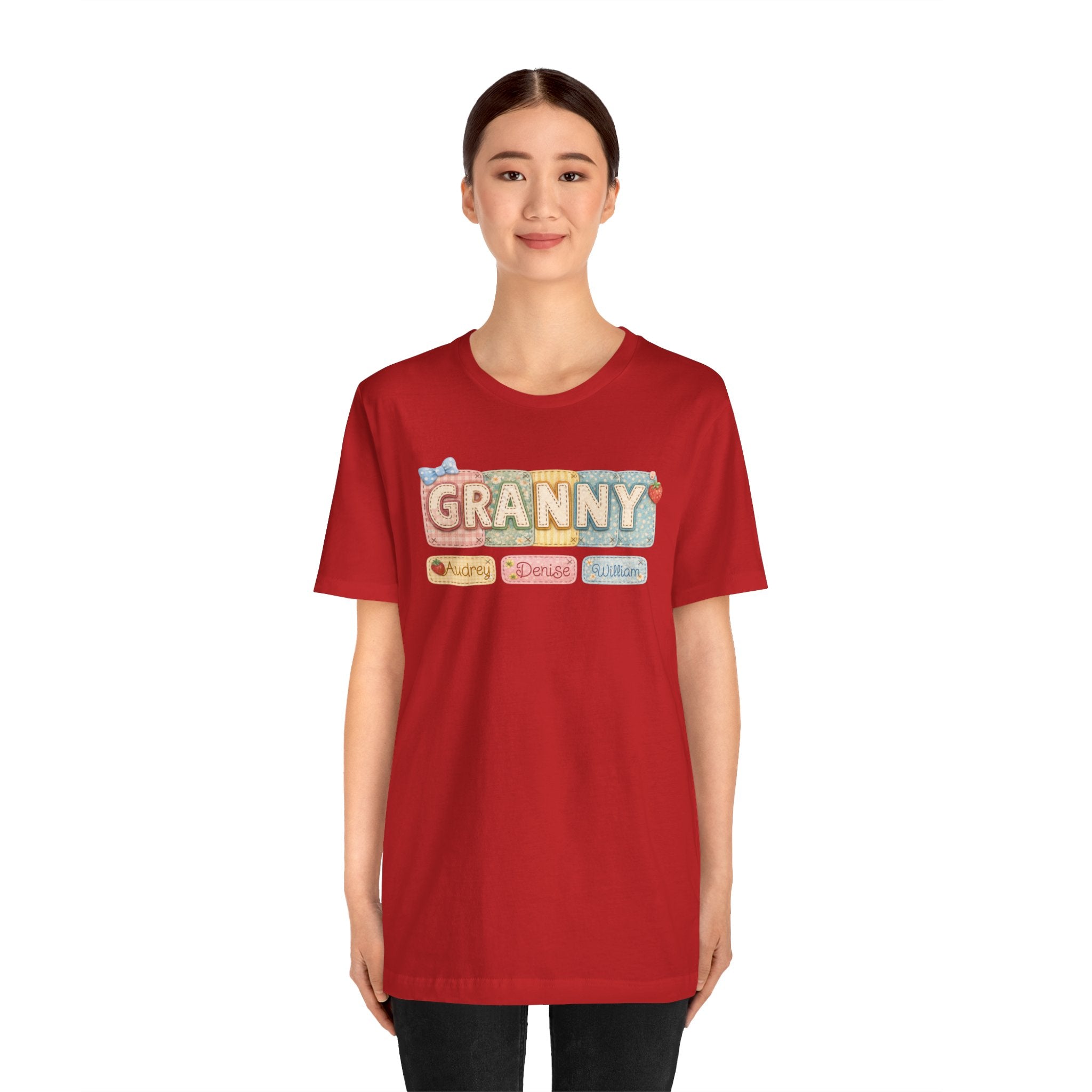 Granny Retro Nameplate T‑Shirt — Personalized Grandma Tee