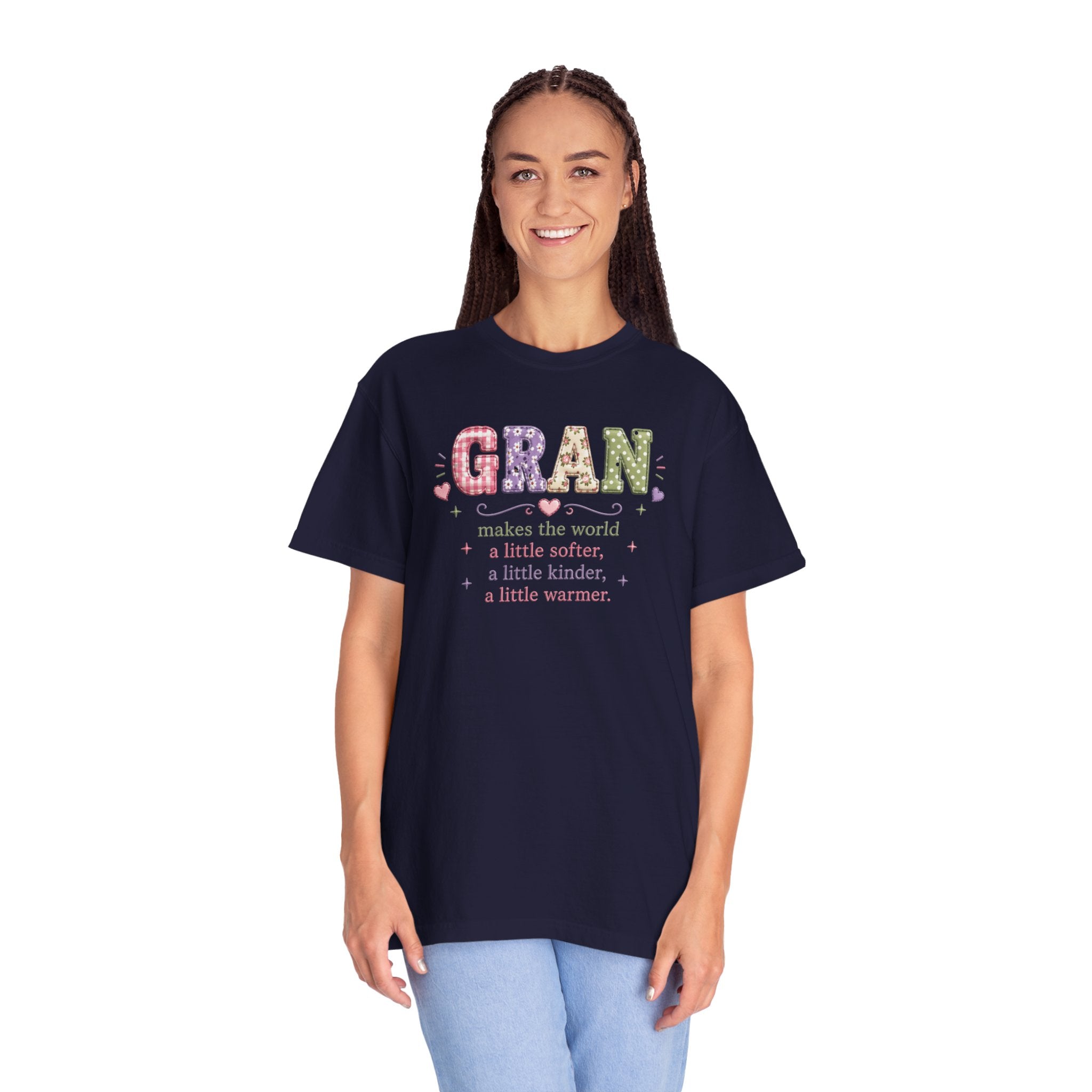 Gran Makes the World Softer T-Shirt – Gift for Grandma, Floral Vintage Lettering