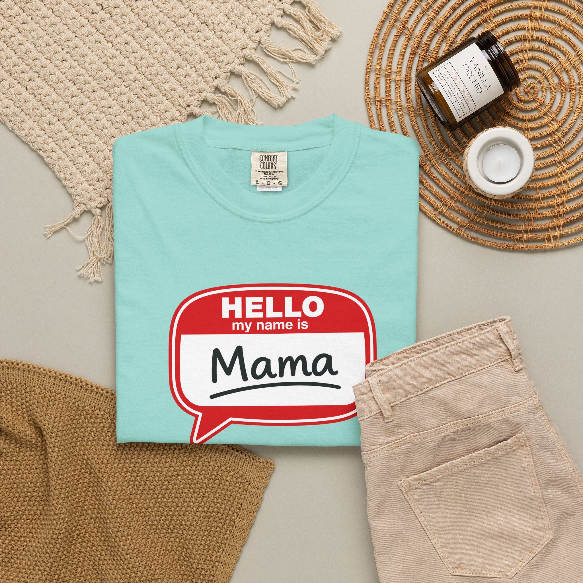 Mama Name Tag T-Shirt — "Hello My Name Is Mama" Graphic Tee