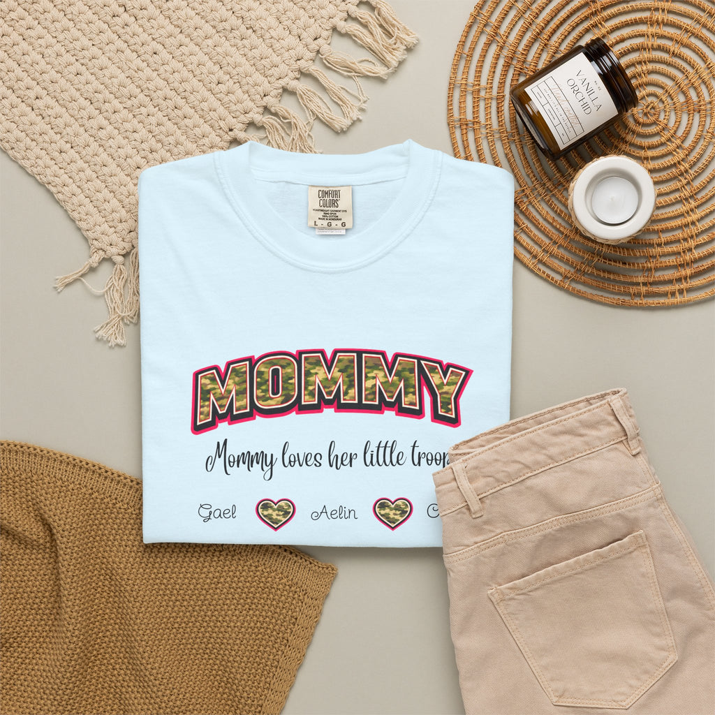 Mommy Camo Heart T-Shirt — "Mommy, I am here for little forever" Mother's Day Tee