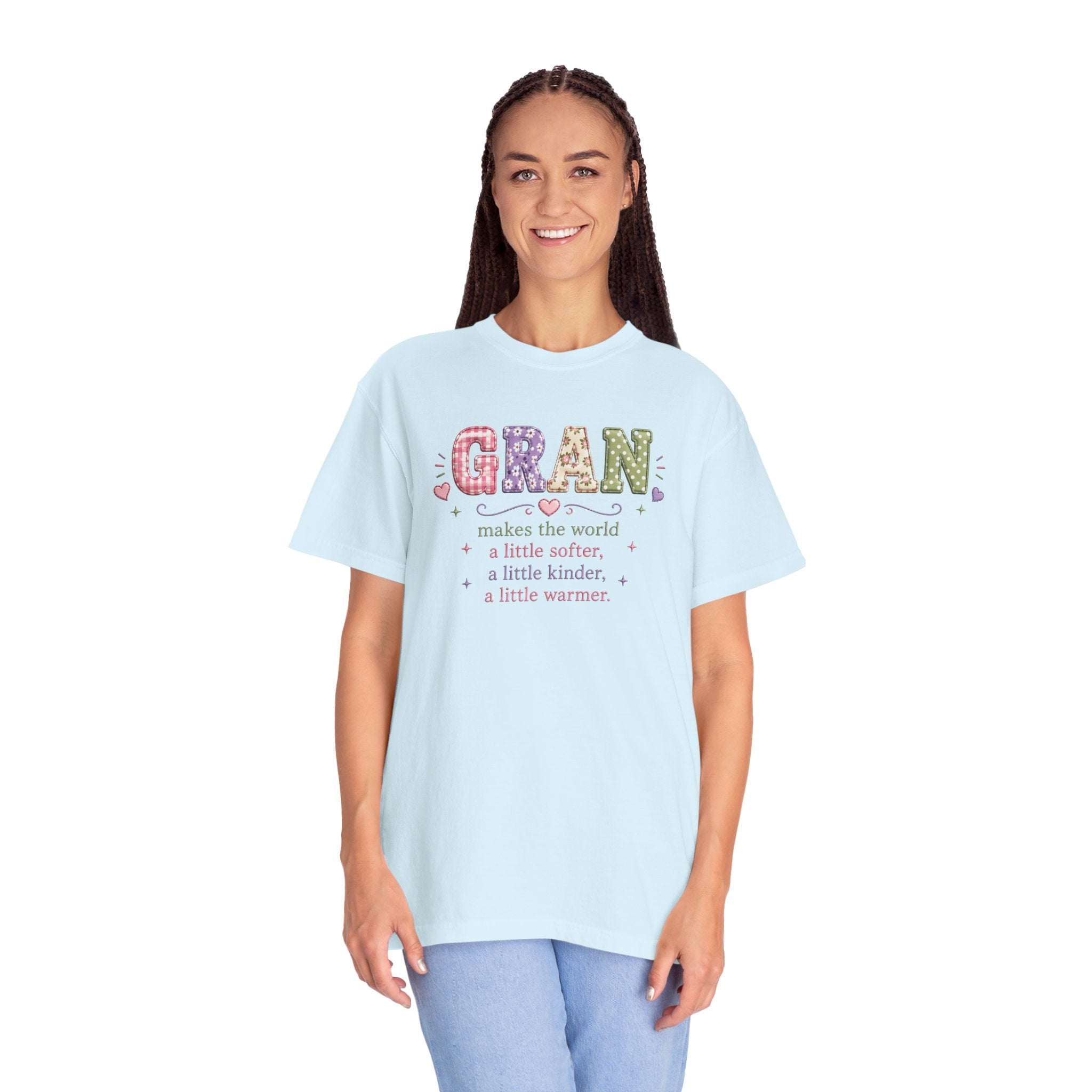 Gran Makes the World Softer T-Shirt – Gift for Grandma, Floral Vintage Lettering