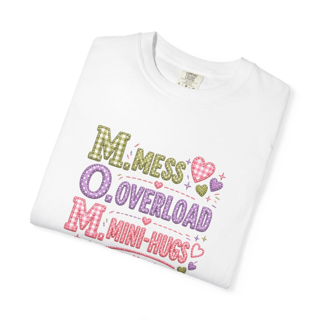 Mom Acronym Graphic T-Shirt — “M.O.M. Mess Overload Mini-Hugs” Cute Pastel Mothers Day Tee