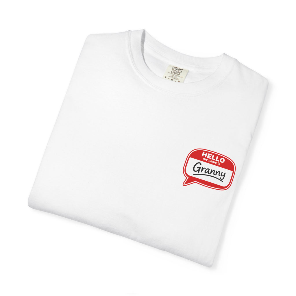 T-Shirt — "Hello Granny" Retro Name Tag Tee