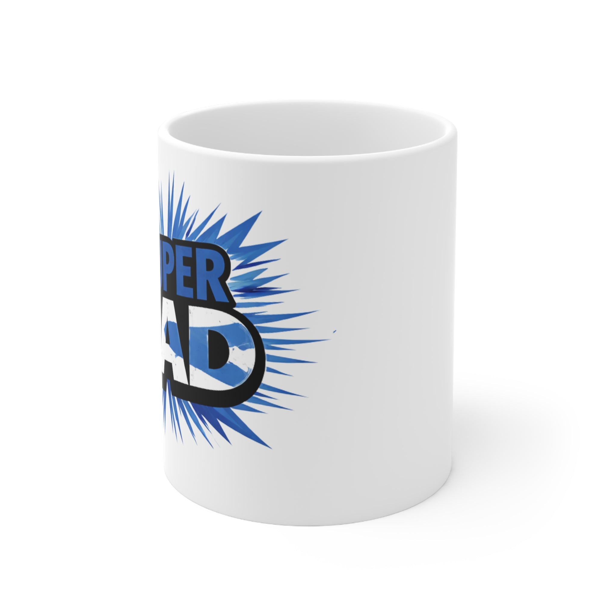 Super Dad Ceramic Mug —Scotland Flag themed  "Super Dad" 11oz & 15oz Gift Coffee Cup