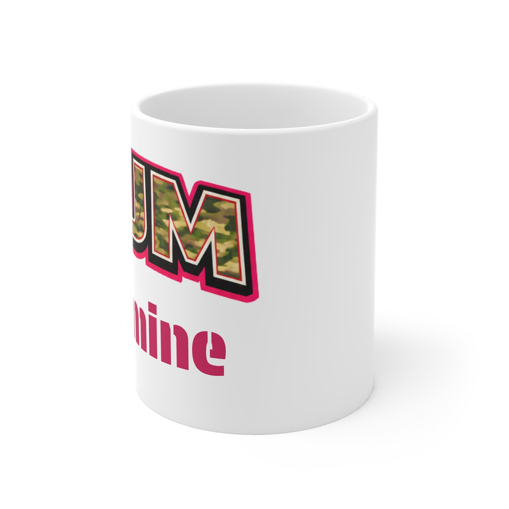 Mug — 'MUM' Camo Retro Outline Mug, Bold Pink-Trim Mother's Day Gift