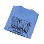 Grandad Warning T-Shirt — 'Warning: Spoils Grandkids & Hands Out Biscuits' Funny Grandpa Shirt