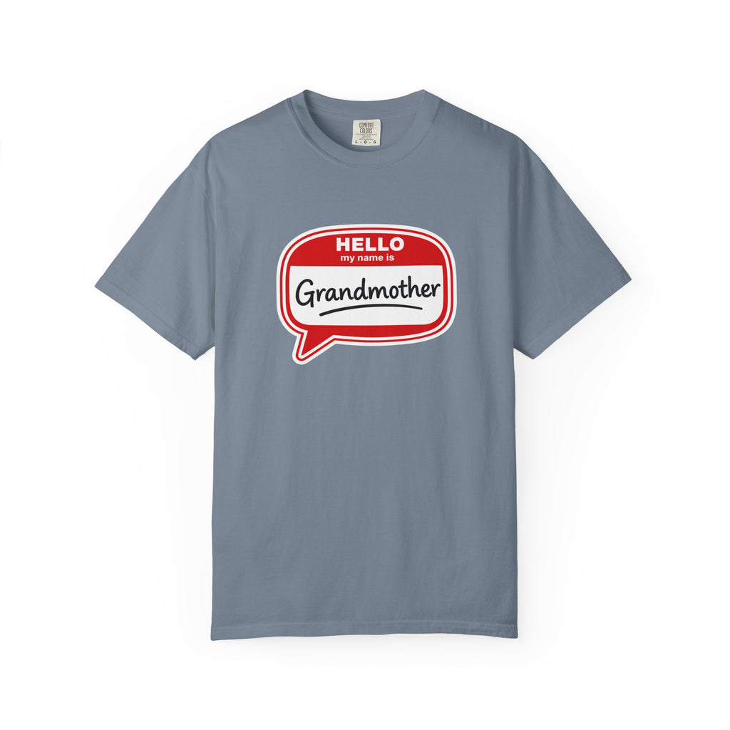 Hello My Name Is Grandmother T-Shirt - Retro Name Badge Tee for Moms & Grandmas