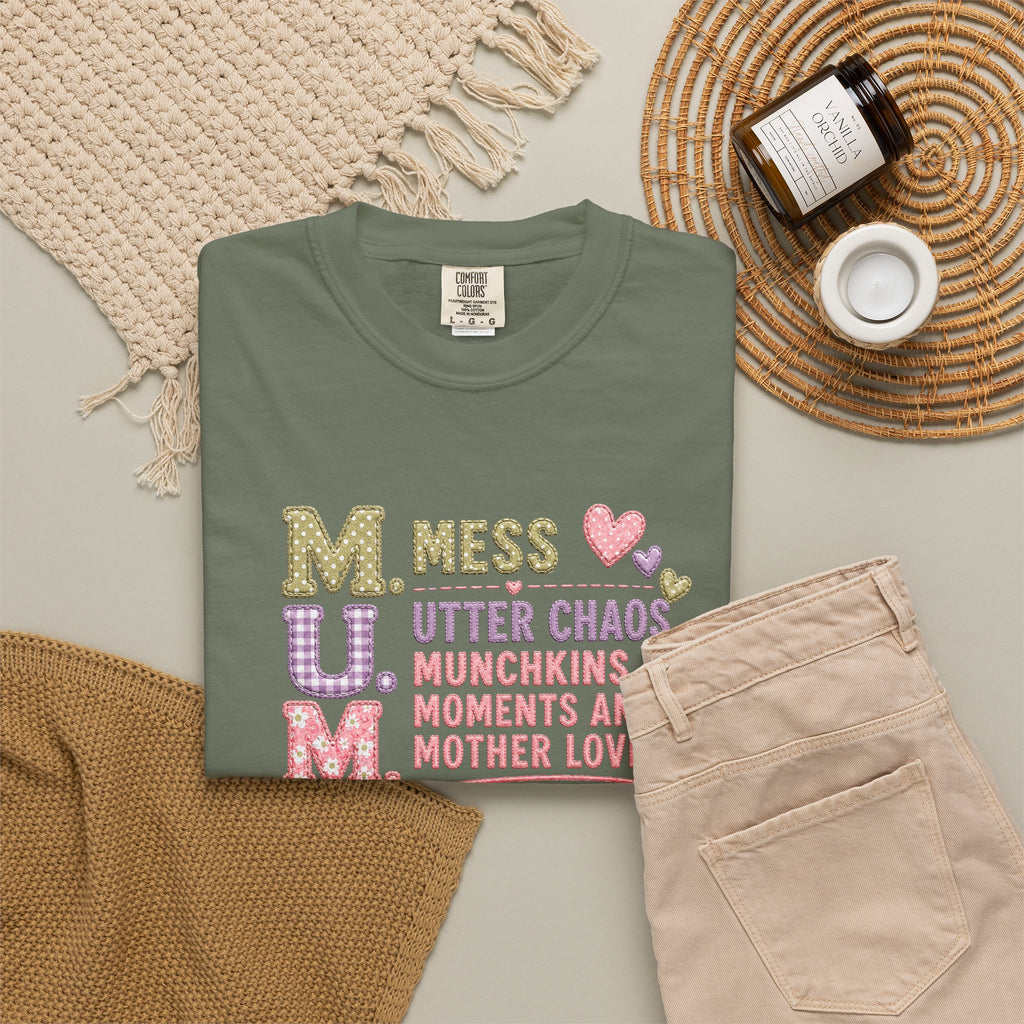 M.U.M. Mom Acronym Graphic Tee — Mess, Utter Chaos, Munchkins & Mother Love T-Shirt