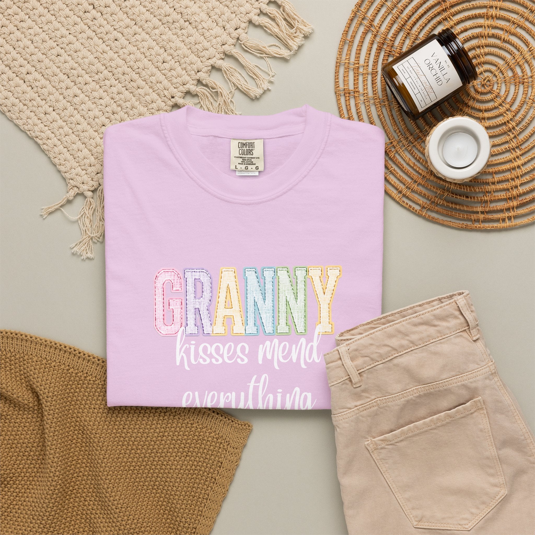 Granny Kisses Mend Everything T-Shirt — Pastel Grandma Gift