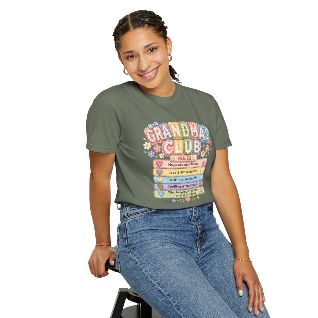 Grandma's Club T-Shirt — Cute Floral 'Grandma's Club' Rules Tee