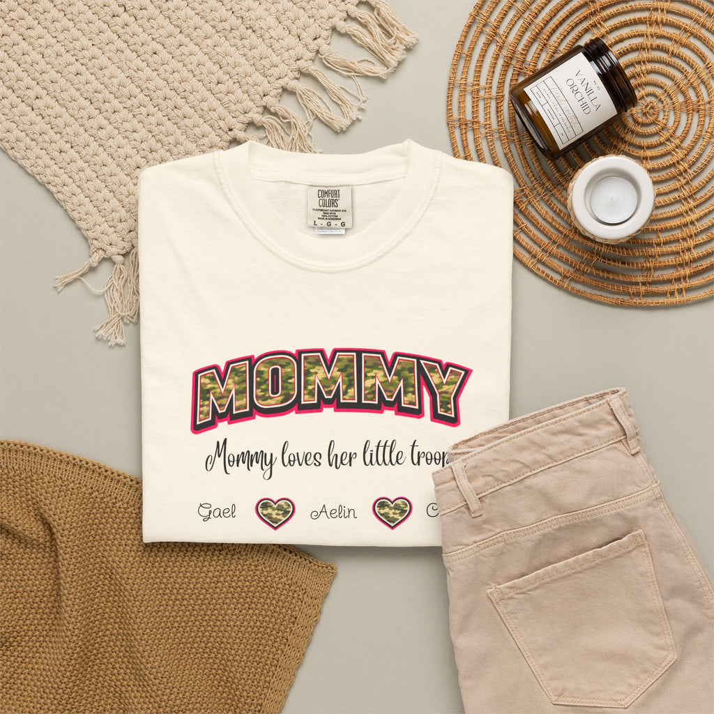 Mommy Camo Heart T-Shirt — "Mommy, I am here for little forever" Mother's Day Tee