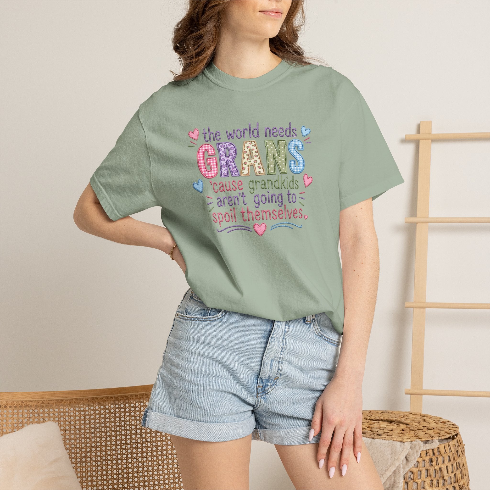 Grandparent T-Shirt - "The World Needs Grans" Cute Pastel Grandkids Gift Tee